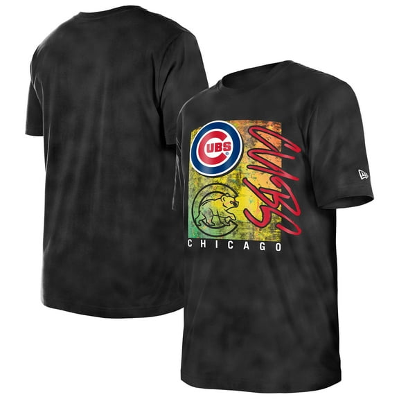 Women's New Era  Black Chicago Cubs Sport Classics Enzyme Wash  Oversized T-Shirt