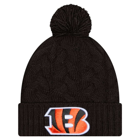 Women's New Era Black Cincinnati Bengals Cable Cuffed Knit Hat with Pom