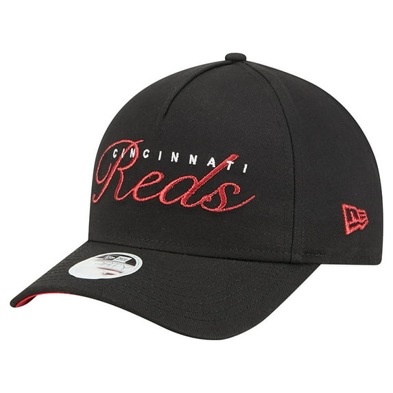 Women's New Era Black Cincinnati Reds Metallic A-Frame 9FORTY Adjustable Hat