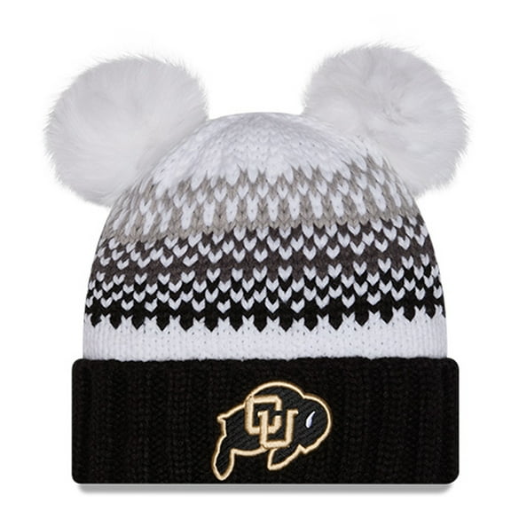 Women's New Era Black Colorado Buffaloes Double Pom & Print Cuffed Knit Hat
