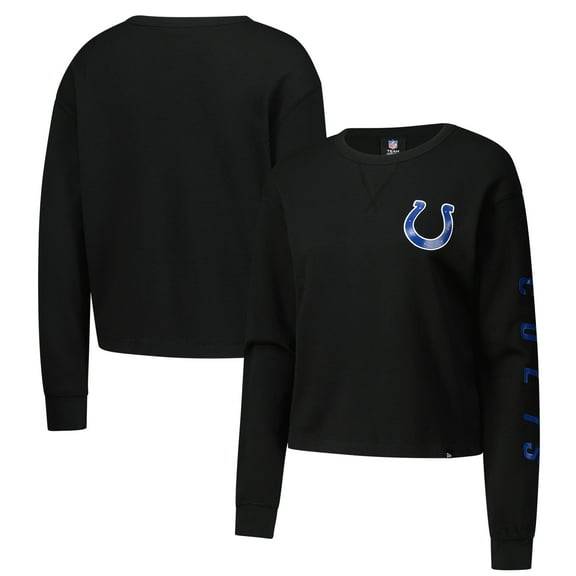 Women's New Era Black Indianapolis Colts Sport Night Thermal Long Sleeve Cropped T-Shirt