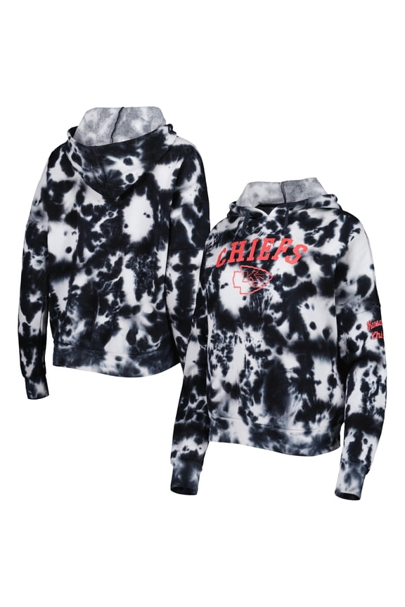 Women's New Era Black Kansas City Chiefs Cloud Dye Fleece Pullover Hoodie