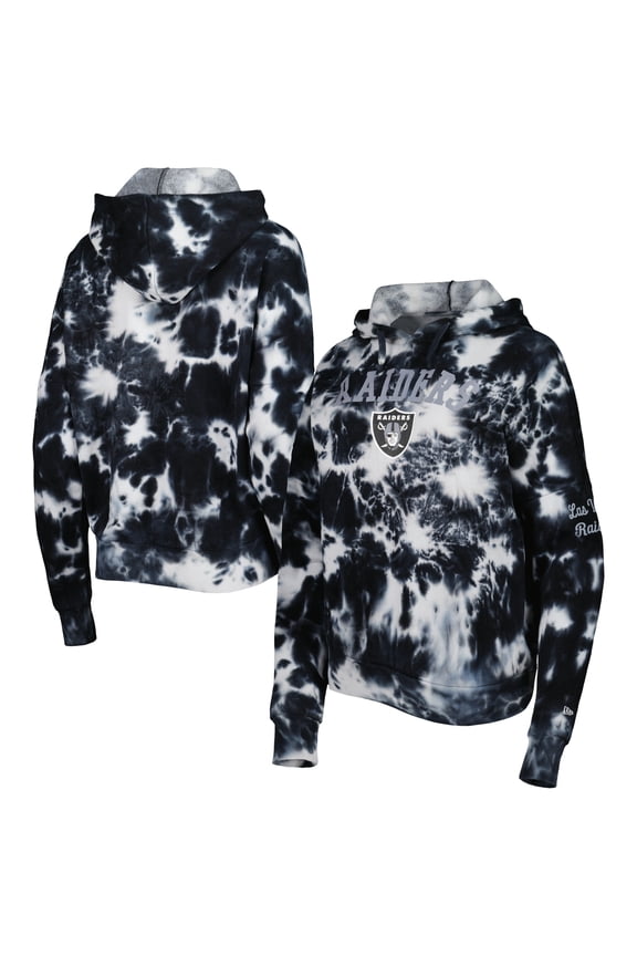 Women's New Era Black Las Vegas Raiders Cloud Dye Fleece Pullover Hoodie