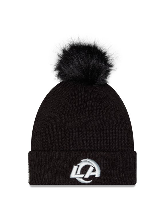 Women's New Era Black Los Angeles Rams 2026 Salute To Service Cuffed Knit Hat with Pom