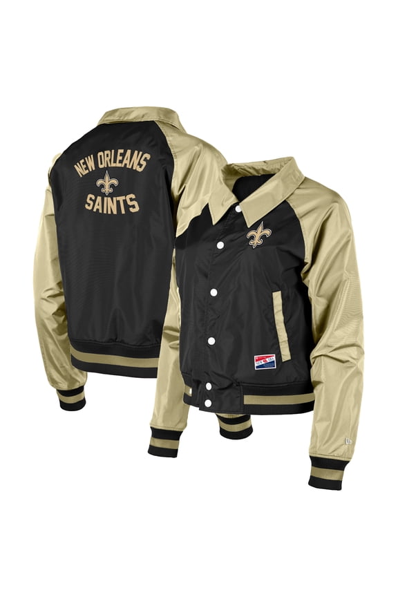 Women's New Era Black New Orleans Saints Coaches Raglan Full-Snap Jacket