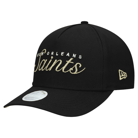 Women's New Era Black New Orleans Saints Metallic 9FORTY M-Crown A-Frame Adjustable Hat