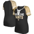 thumbnail image 1 of Women's New Era  Black New Orleans Saints Raglan Lace-Up T-Shirt, 1 of 3