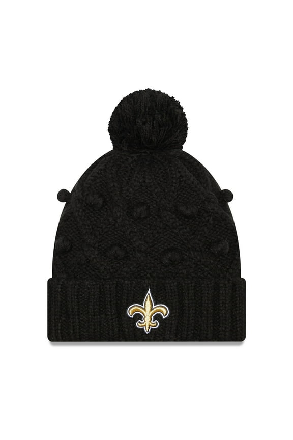 Women's New Era Black New Orleans Saints Toasty Cuffed Knit Hat with Pom