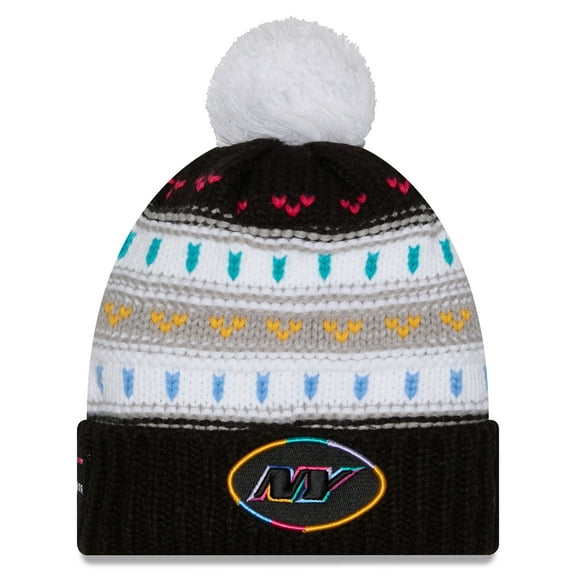 Women's New Era Black New York Jets 2025 NFL Crucial Catch Cuffed Knit Hat with Pom