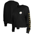 thumbnail image 1 of Women's New Era  Black Pittsburgh Steelers Sport Night Thermal Long Sleeve Cropped-T-Shirt, 1 of 3