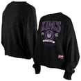 thumbnail image 1 of Women's New Era  Black Sacramento Kings Hardwood Classics Enzyme Wash Oversized Boxy Pullover Sweatshirt, 1 of 3