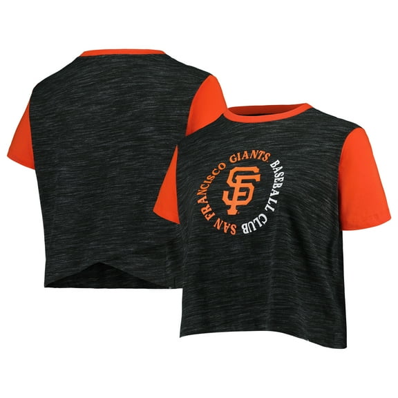 Women's New Era Black San Francisco Giants Plus Size Crossover Back Cropped T-Shirt