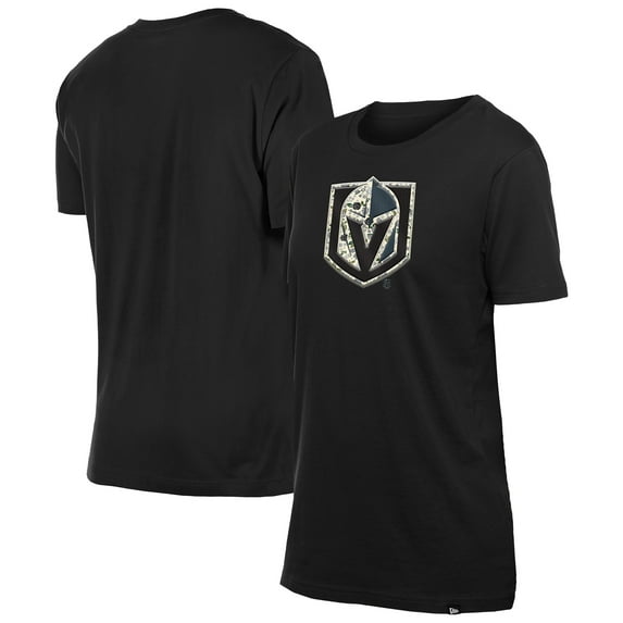 Women's-New Era Black Vegas Golden Knights Glam Game Floral T-Shirt