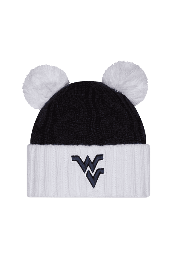 Women's New Era  Black West Virginia Mountaineers Tonal Cuffed Knit Hat with Double Poms
