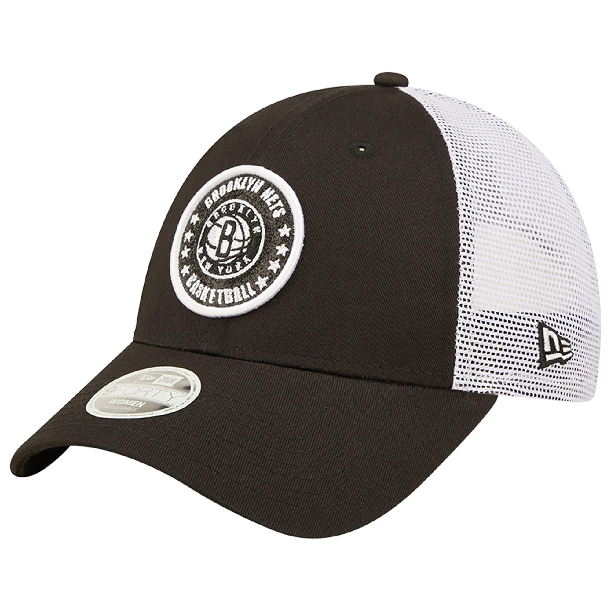 Women's New Era Black/White Brooklyn Nets Glitter Patch 9FORTY Snapback Hat