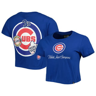 Chicago Cubs Women’s Majestic rhinestone Flattering Bling Shirt Size L
