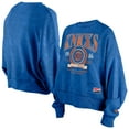 thumbnail image 1 of Women's New Era  Blue New York Knicks Throwback Vintage Enzyme Wash Oversized Boxy Pullover Sweatshirt, 1 of 3