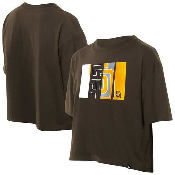 Women's New Era Brown San Diego Padres Boxy Foil Logo T-Shirt