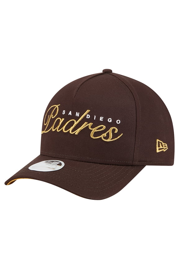 Women's New Era Brown San Diego Padres Metallic A-Frame 9FORTY Adjustable Hat