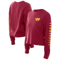 Women's New Era Burgundy Washington Commanders Sport Night Thermal Long Sleeve Cropped-T-Shirt