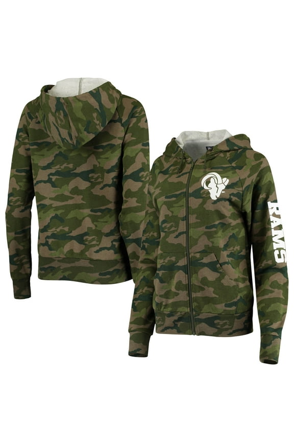 Women's New Era Camo Los Angeles Rams Raglan Full-Zip Hoodie