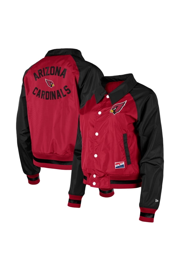 Women's New Era Cardinal Arizona Cardinals Coaches Raglan Full-Snap Jacket