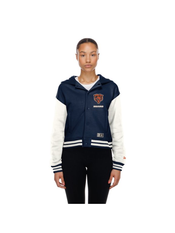 Women's New Era Chicago Bears Navy Throwback Full-Snap Hooded Jacket