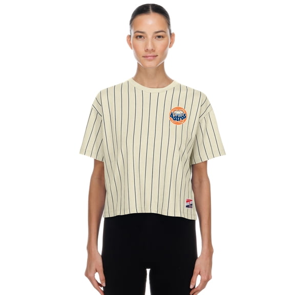 Women's New Era Cream Houston Astros Throwback Boxy T-Shirt