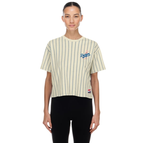 Women's New Era Cream Los Angeles Dodgers Throwback Boxy T-Shirt