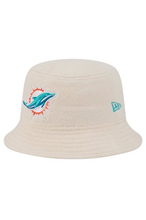 Women's New Era Cream Miami Dolphins Cozy Sherpa Bucket Hat