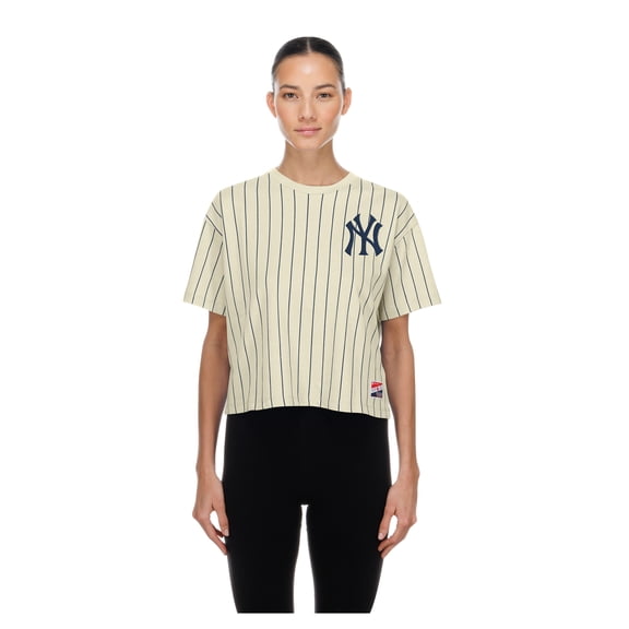 Women's New Era Cream New York Yankees Throwback Boxy T-Shirt