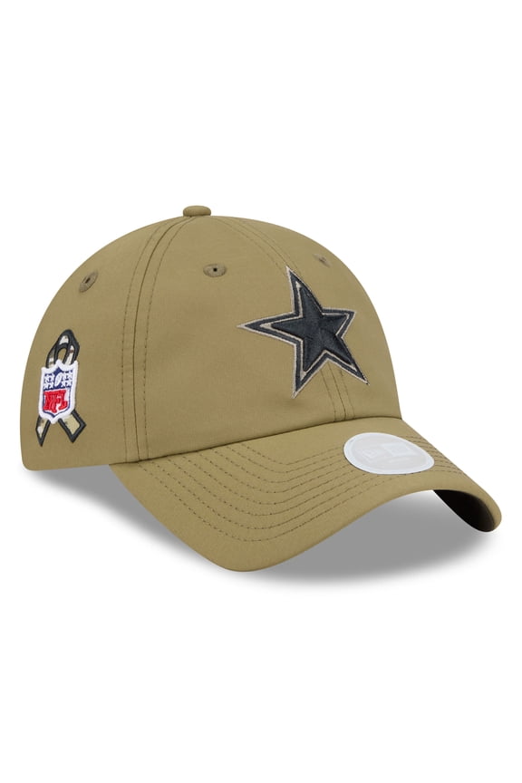 Women's New Era Green Dallas Cowboys 2025 Salute to Service Pony Tail Adjustable Hat