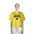 thumbnail image 1 of Women's-New Era  Gold Pittsburgh Pirates City Connect Multiplier Pinstripe Cropped T-Shirt, 1 of 6