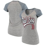 5TH & OCEAN BY NEW ERA Women's New Era Gray Boston Red Sox Space Dye V-Neck T-Shirt
