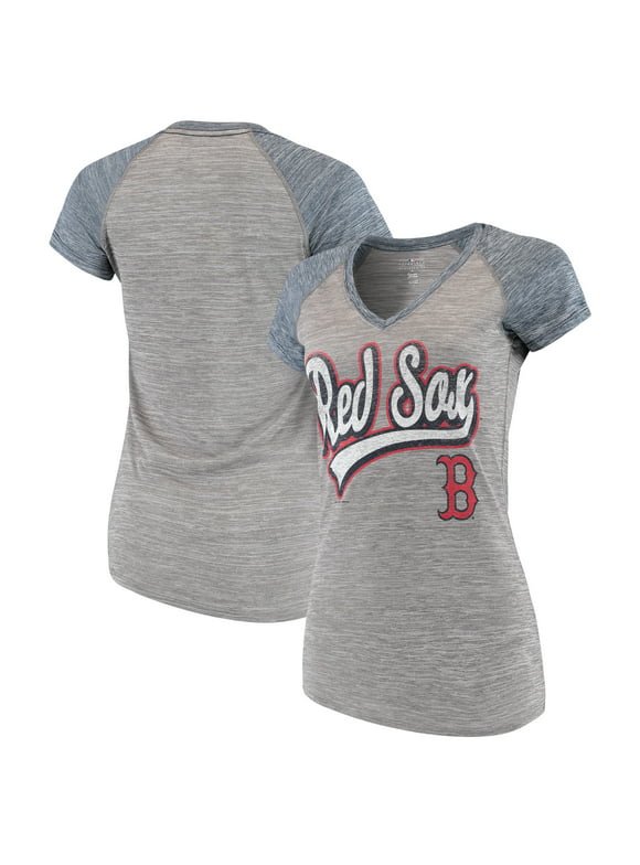 Women's New Era Gray Boston Red Sox Space Dye V-Neck T-Shirt