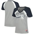 thumbnail image 1 of Women's New Era Gray New York Yankees Heathered Raglan V-Neck T-Shirt, 1 of 3