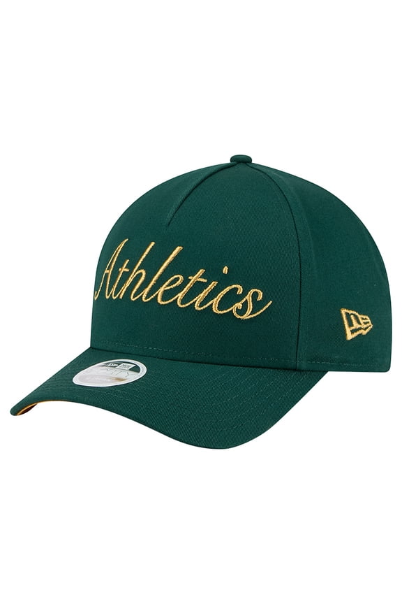 Women's New Era Green Athletics Metallic A-Frame 9FORTY Adjustable Hat