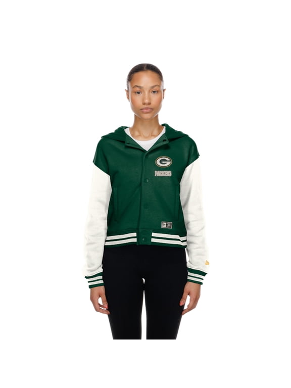 Women's New Era Green Bay Packers Green Throwback Full-Snap Hooded Jacket