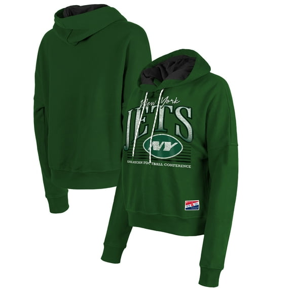 Women's New Era Heather Green New York Jets Boxy Pullover Hoodie
