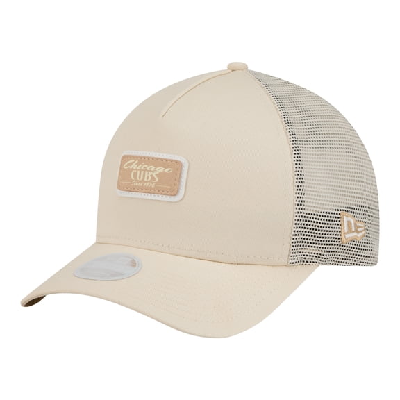 Women's New Era Light Beige Chicago Cubs Tonal Patch 9FORTY M-Crown A-Frame Trucker Adjustable Hat