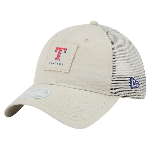 Women's-New Era Light Beige Texas Rangers Square Stitch 9TWENTY Adjustable Hat