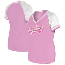 Women's New Era Light Pink Cleveland Guardians Gameday V-Neck T-Shirt