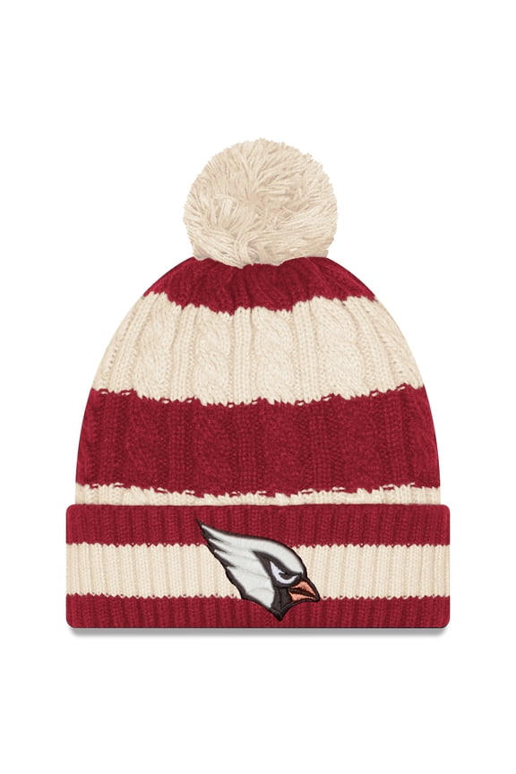 Women's New Era-Natural Arizona Cardinals 2025 Rivalries Collection Braided Cuffed Knit Hat with Pom
