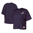 thumbnail image 1 of Women's New Era Navy Atlanta Braves Boxy Pinstripe T-Shirt, 1 of 5