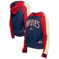 thumbnail image 1 of Women's-New Era  Navy Atlanta Braves Cooperstown Collection Cropped Raglan Pullover Hoodie, 1 of 6
