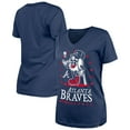 thumbnail image 1 of Women's New Era Navy Atlanta Braves Little Miss 2 V-Neck T-Shirt, 1 of 5