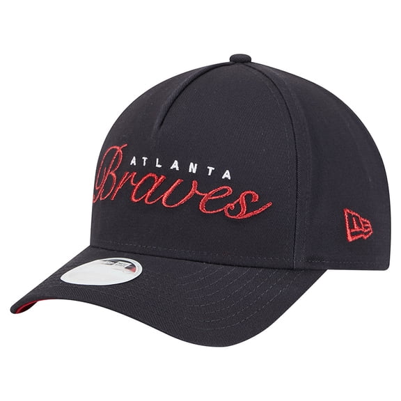 Women's New Era Navy Atlanta Braves Metallic A-Frame 9FORTY Adjustable Hat