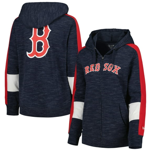 Women's New Era Navy Boston Red Sox Colorblock Full-Zip Hoodie