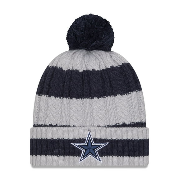 Women's New Era Navy Dallas Cowboys Braided Cuffed Knit Hat with Pom