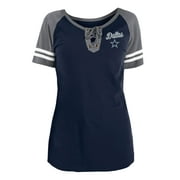 Women's New Era Navy Dallas Cowboys Team Logo Lace-Up Raglan T-Shirt